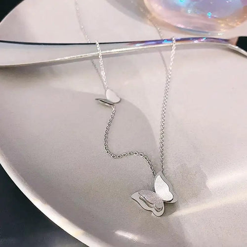 Silver Plated Shiny Butterfly necklace