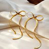 Gold Plated Bow Chain Type Long Earring