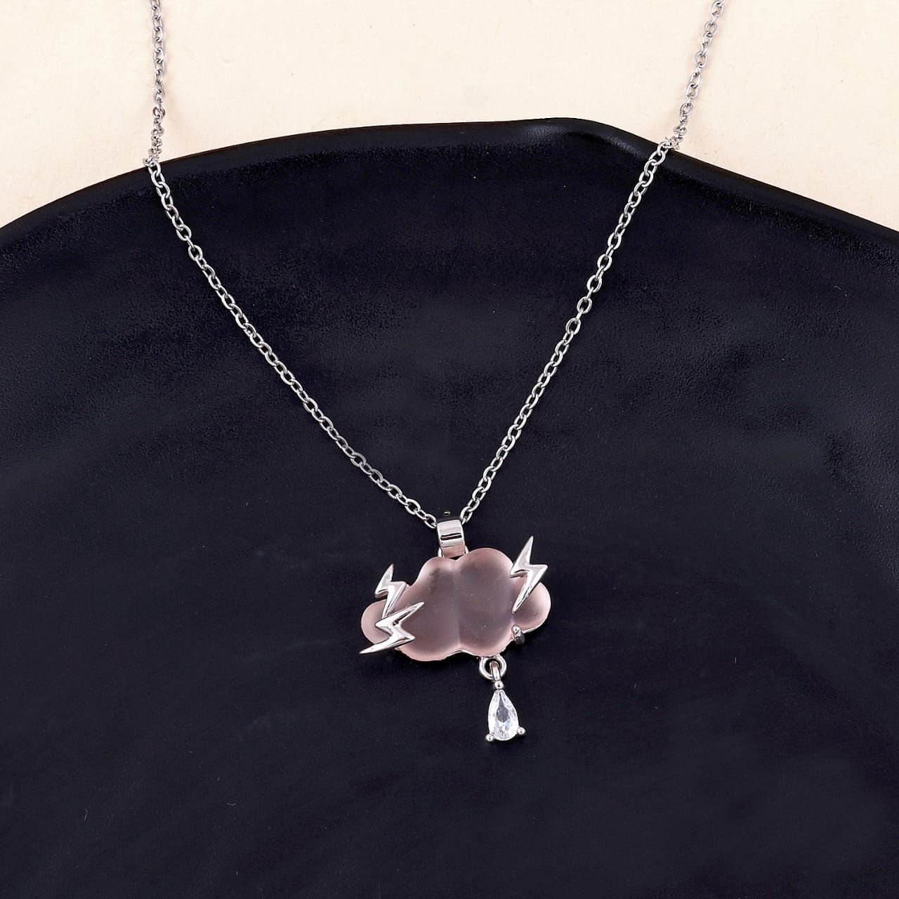 Adorable Sliver Plated Cloud Design Necklace