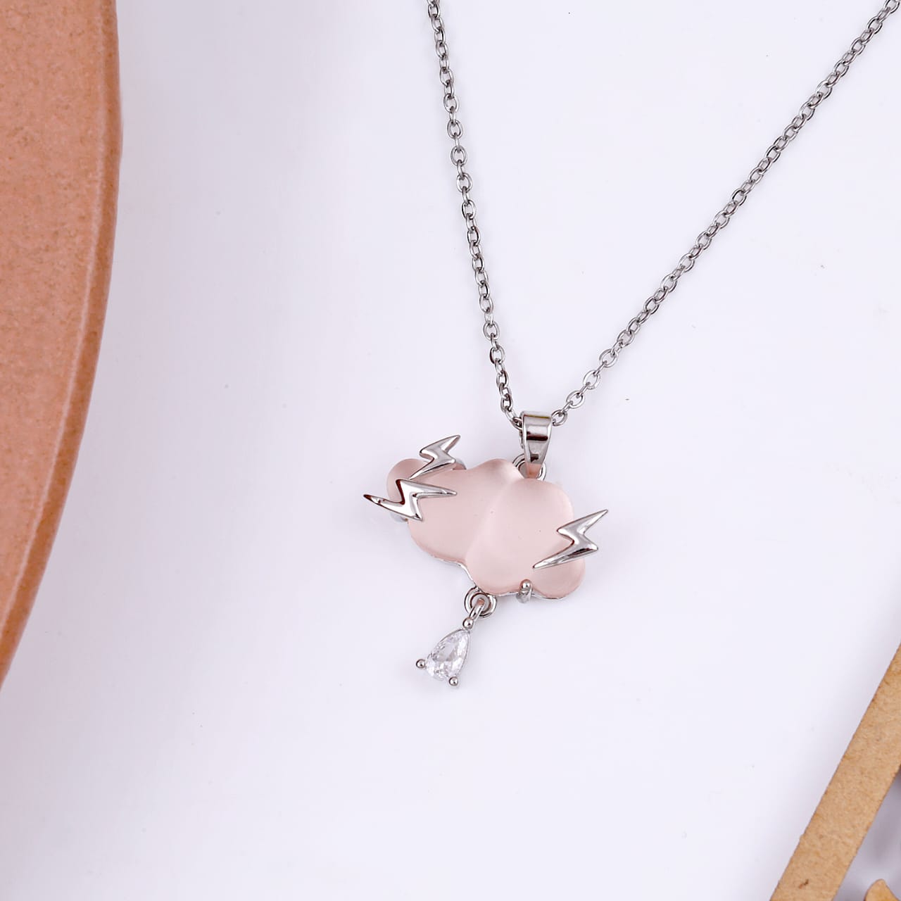 Adorable Sliver Plated Cloud Design Necklace