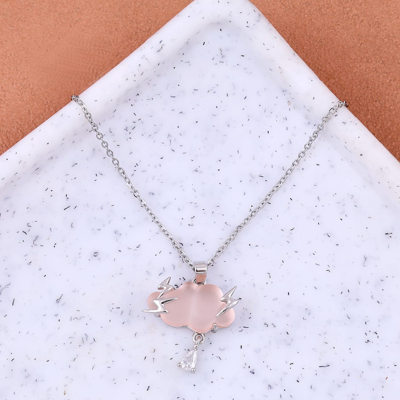 Adorable Sliver Plated Cloud Design Necklace