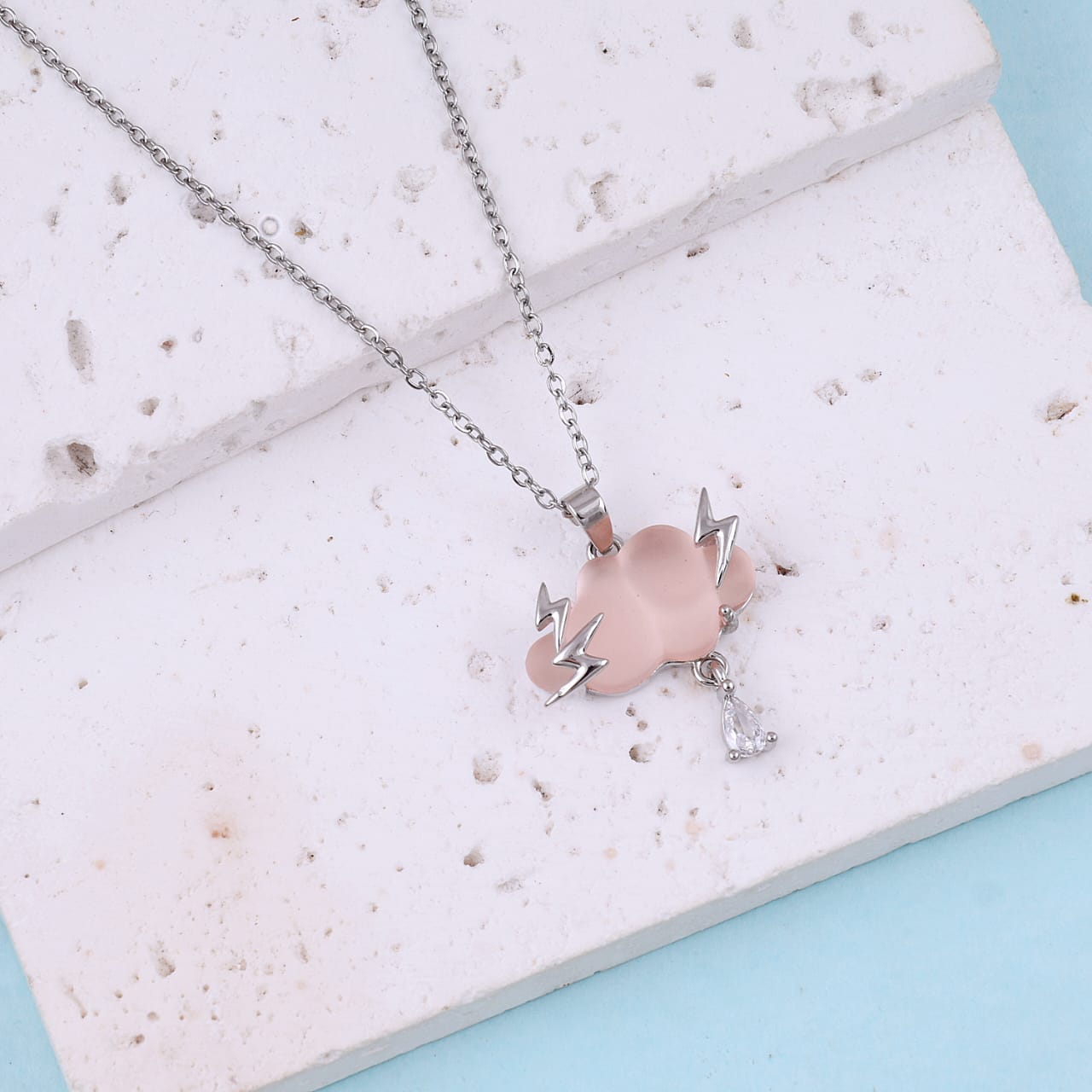 Adorable Sliver Plated Cloud Design Necklace