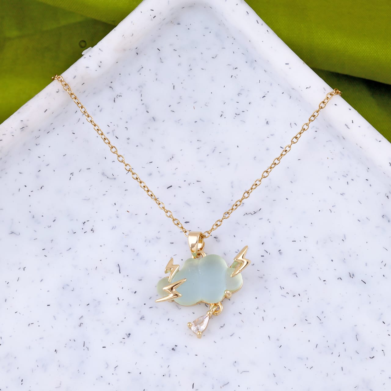 Gold Plated Lighting Cloud Pendant Necklace