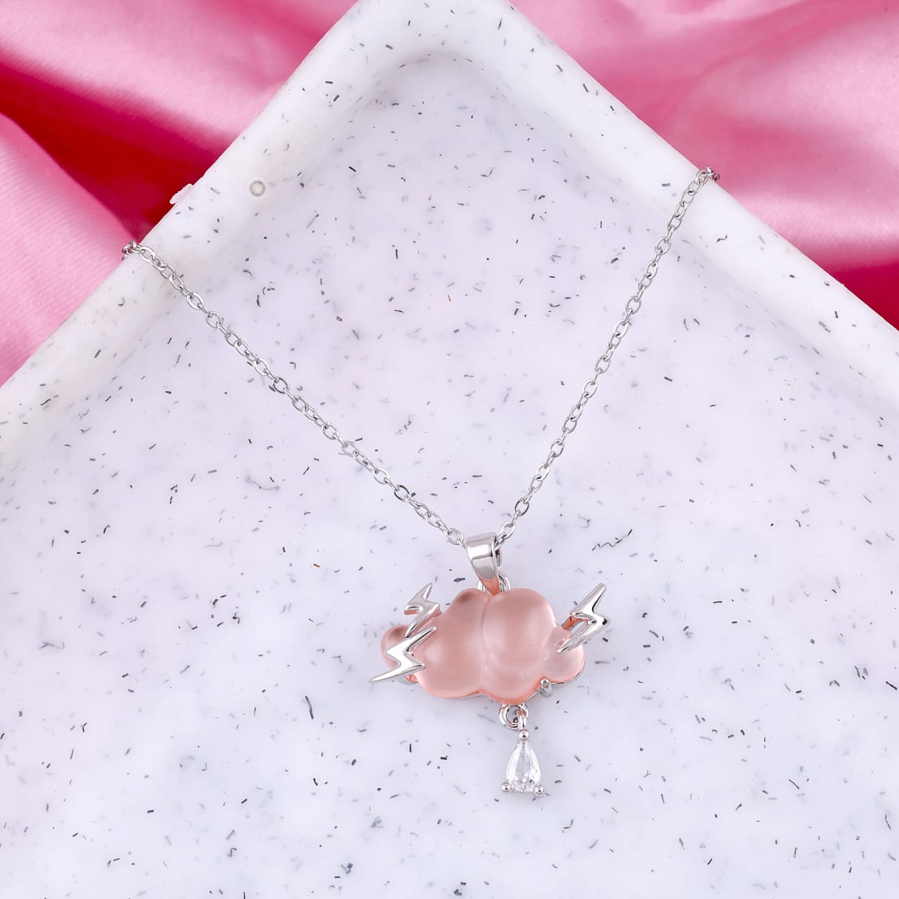 Cute Cloud Lighting Zircon Pendant Necklace