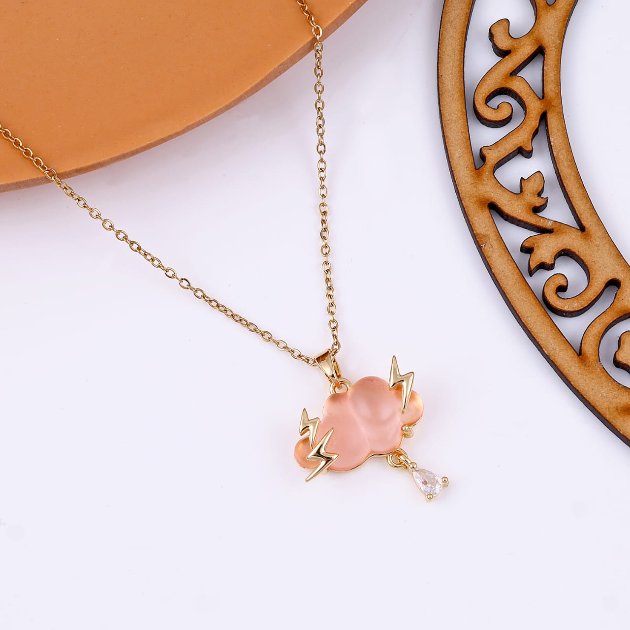 Gold Plated Lighting Cloud Zircon Necklace