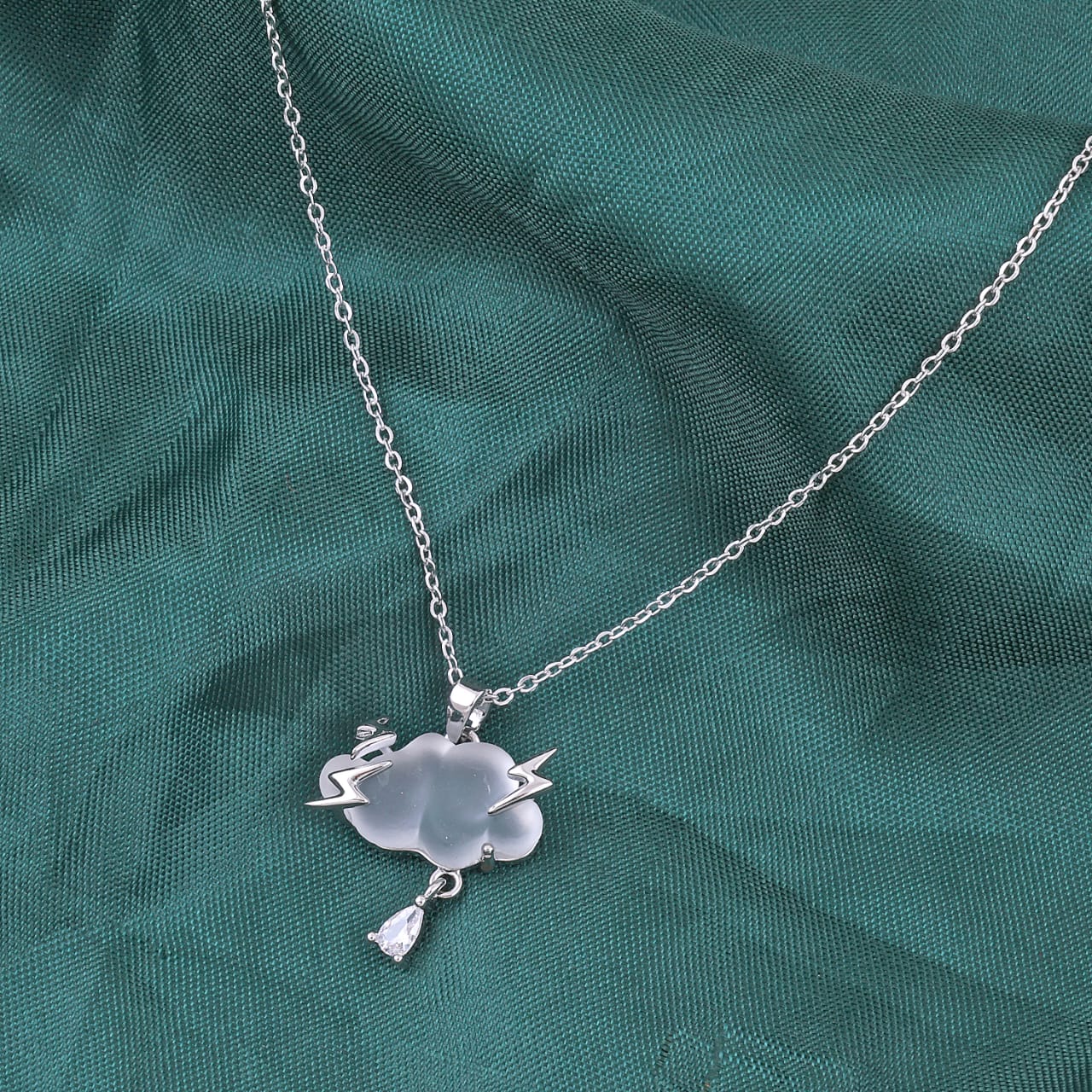 Silver Plated White Lighting Cloud Necklace