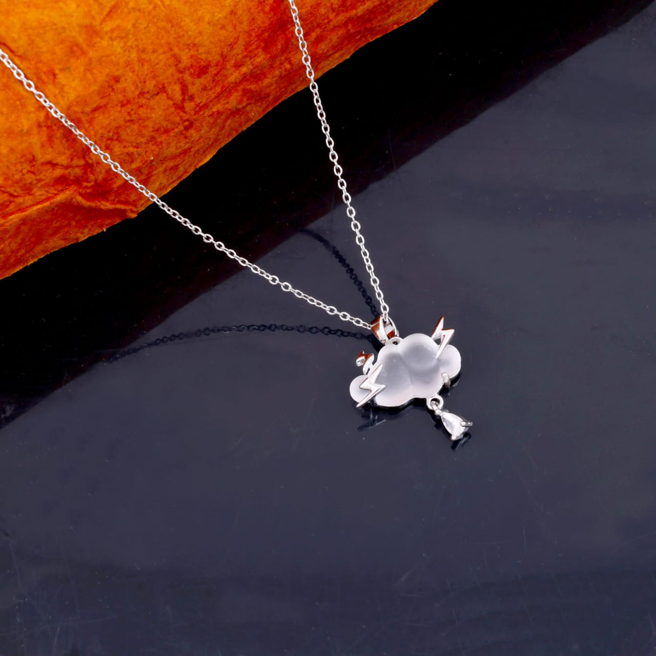 Silver Plated White Lighting Cloud Necklace