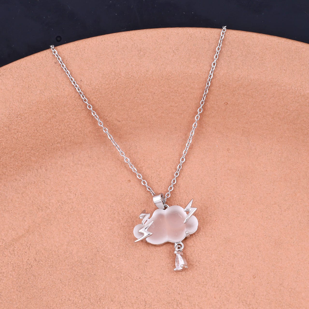 Silver Plated White Lighting Cloud Necklace