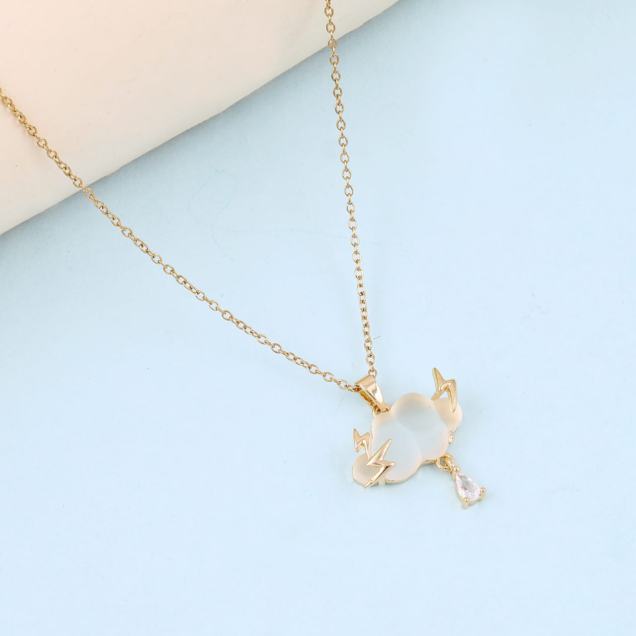 Silver Plated White Lighting Cloud Necklace