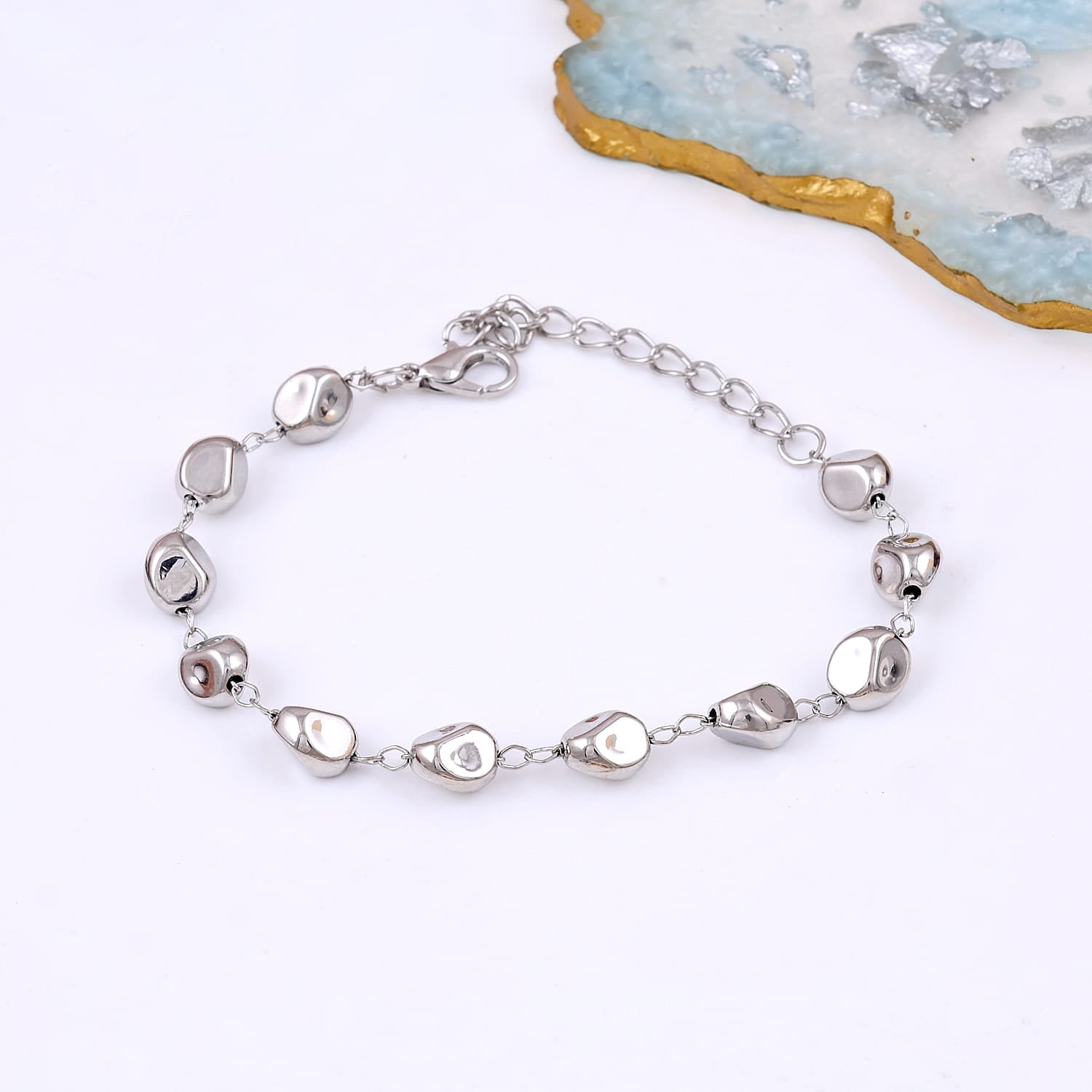 Sterling Silver Pebbles Shaped Bracelet