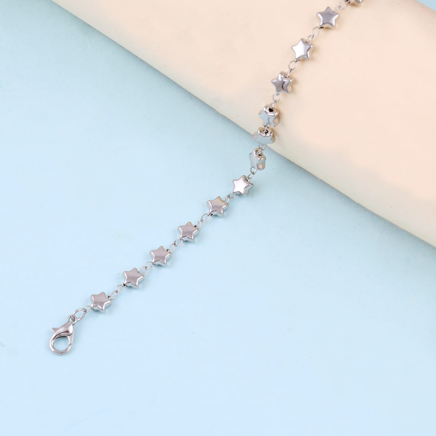 Silver Plated Star Design Chain Bracelet