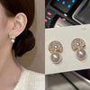 Tiny Peacock Design Double Pearl Earring