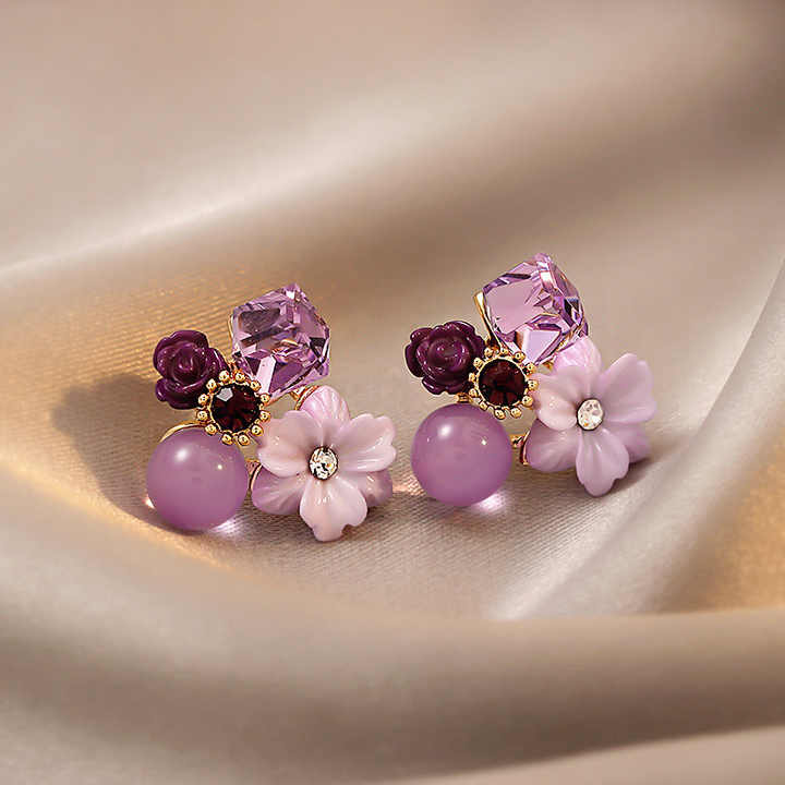 Lavender Crystal Mini Flower Stud Earring