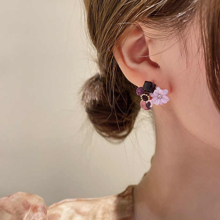 Lavender Crystal Mini Flower Stud Earring