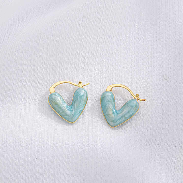 Cute Little Blue Heart Stud Earring