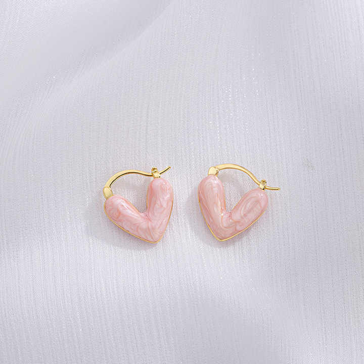 Cute Little Pink Heart Stud Earring