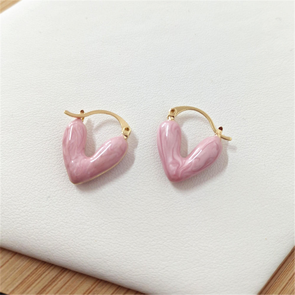 Cute Little Pink Heart Stud Earring