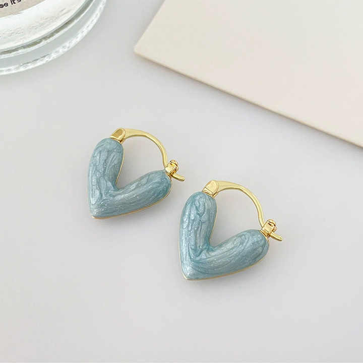 Cute Little Blue Heart Stud Earring