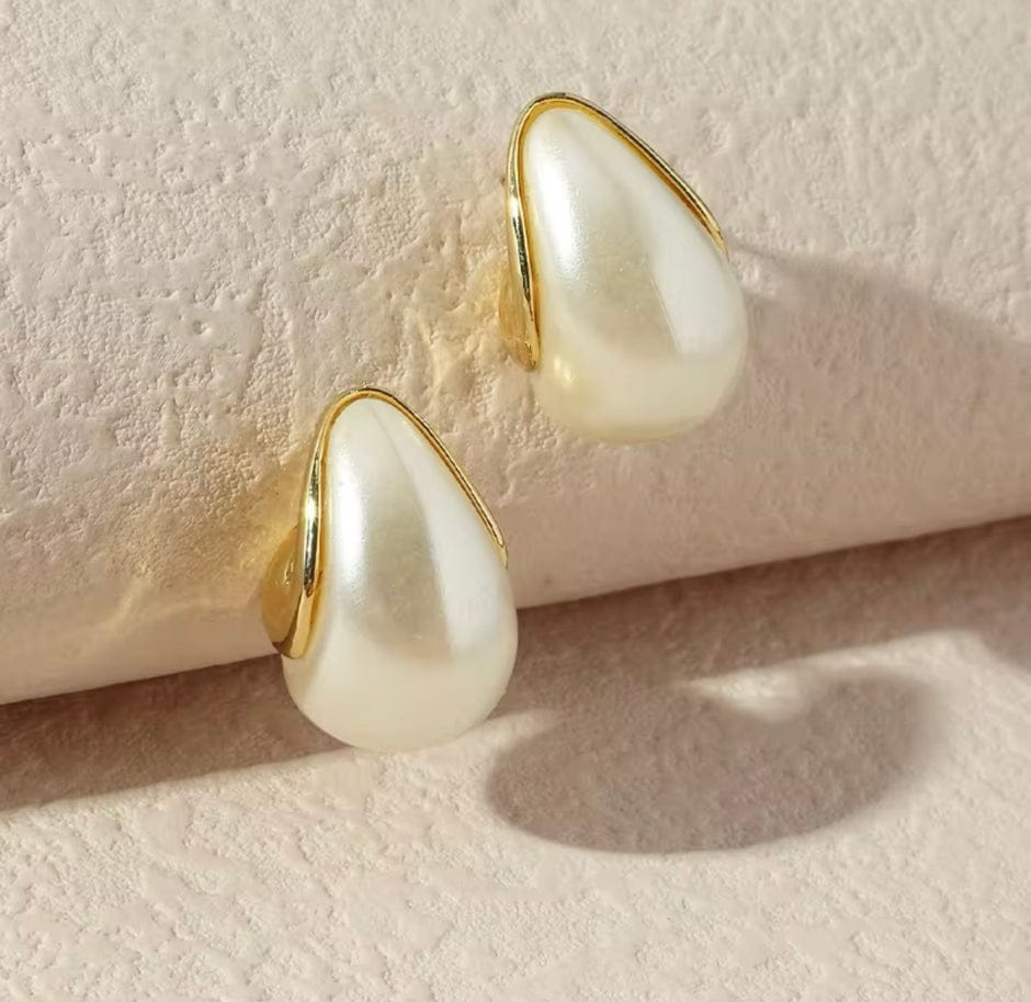 Gold Plated Eye Drop Shaped Hoop Earring