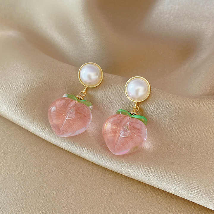 Gold Plated Peach Shaped Pearl Drop Earring