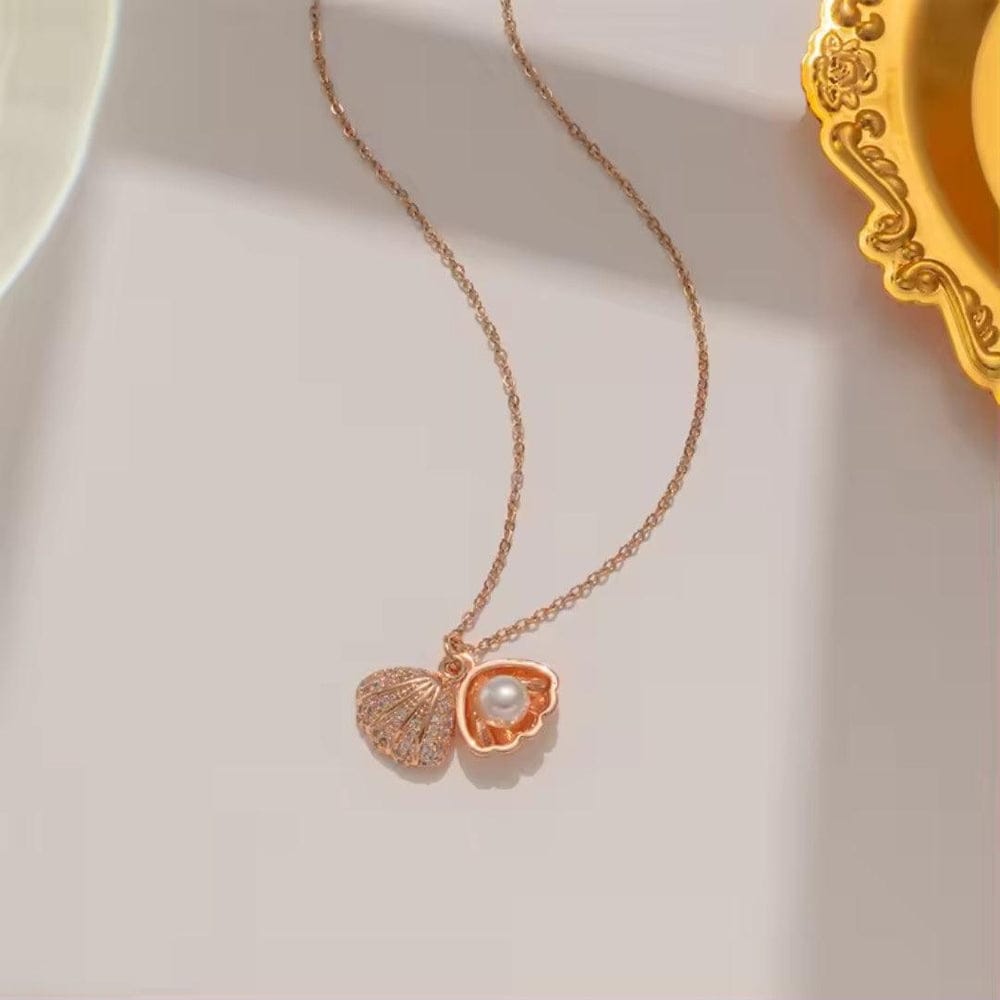 Rose Gold Shell pearl necklace Pendant