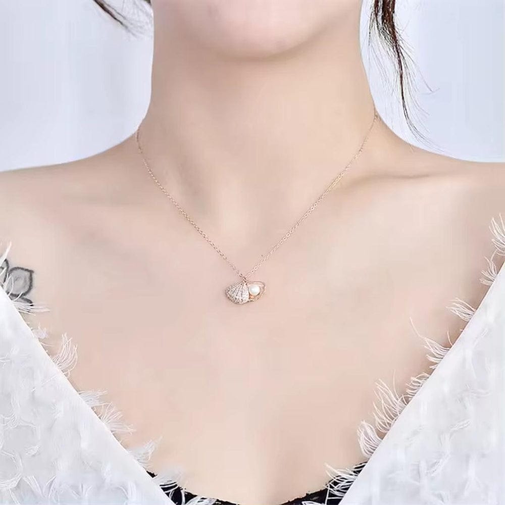 Rose Gold Shell pearl necklace Pendant