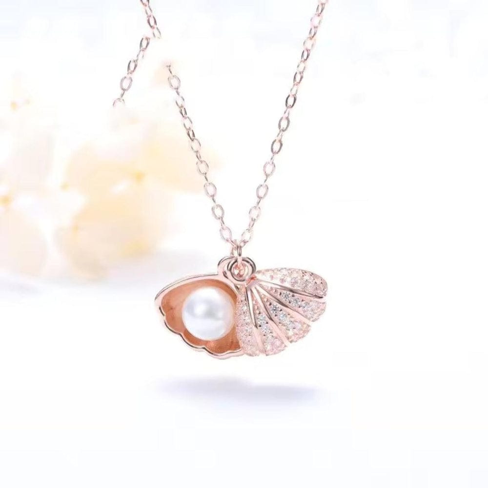 Rose Gold Shell pearl necklace Pendant