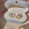 Gold Plated Round Pearl Earring