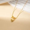 Golden small heart cute bow necklace