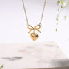 Golden small heart cute bow necklace