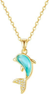 Golden chain and blue dolphin necklace