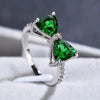 Silver Fancy Green Bow Ring
