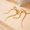 Gold Plated Bow Chain Type Long Earring