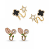 Pack Of 2 Blck Star Pearl Earrings