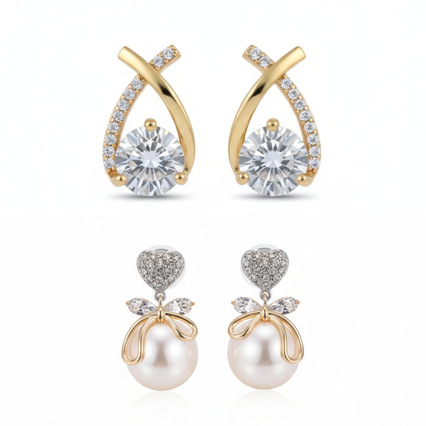 Pack Of 2 Crisscross Heart Drop Earrings