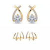 Pack Of 2 Trendy Gold-Tone Rhinestone Earring