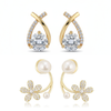 Pack Of 2 Stylish Crisscross & Floral Earring