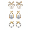 Pack Of 3 Cute BowPearl Earring