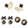 Pack Of 3 Black Gold Plated Earring