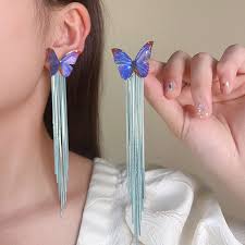 Crystal Butterfly Tassel Earring