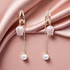 Pink Flower With Long Chain Earring