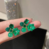 Green Flower Design Earring