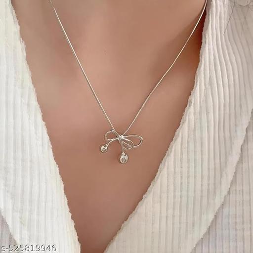 Silver Bow Necklace