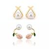 Combo Of 2 Geometric Pearl Stud Earrings