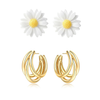Pack Of 2 Sunflower & Triple Hoop Earring