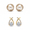 Pack Of 2 Classic Gold-Plated Pear Earrings