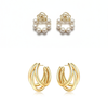 Combo Of 2 Fancy Goden Hoop & Pearl Erring
