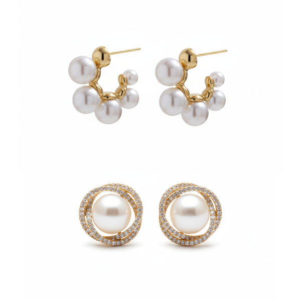 Pack Of 2 Bubble Pearl Earrings