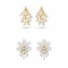 Pack Of 2 White Flower Pearl Earrings