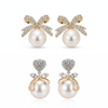 Pack Of 2Heart Pearl Bow Earrings